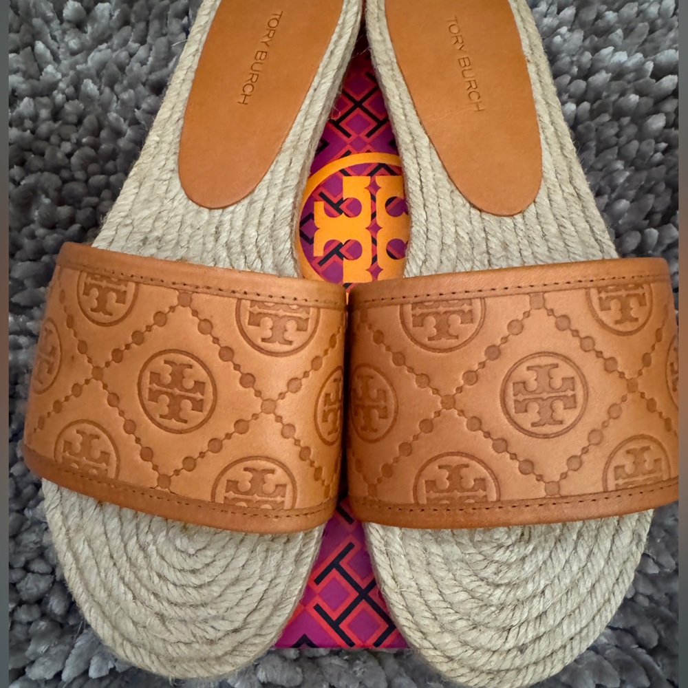 Tory Burch T monogram espadrille slides